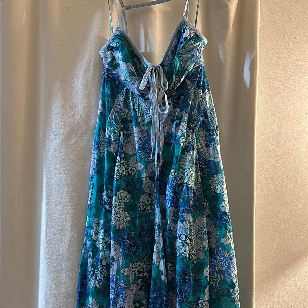 Free People Floral Maxi Dress with Blue Pattern